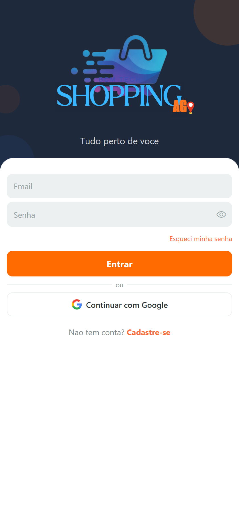 Tela de login do app