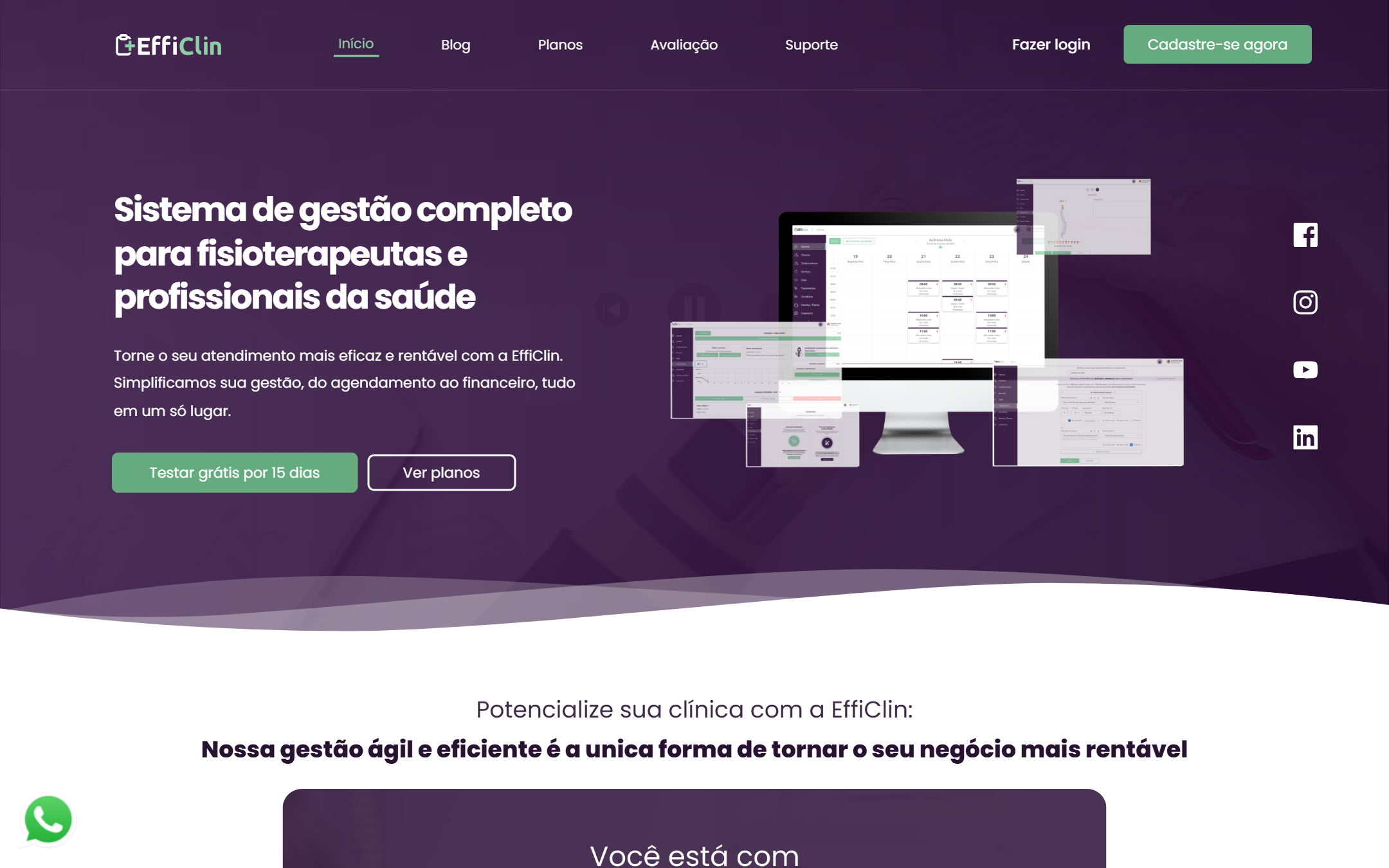 Landing page da EffiClin